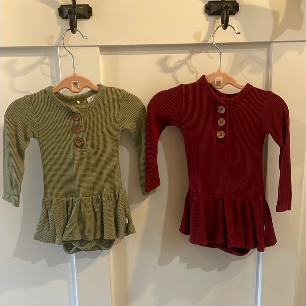 Posh Peanut Waffle Twirl Bodysuit Dresses 3-6 Months